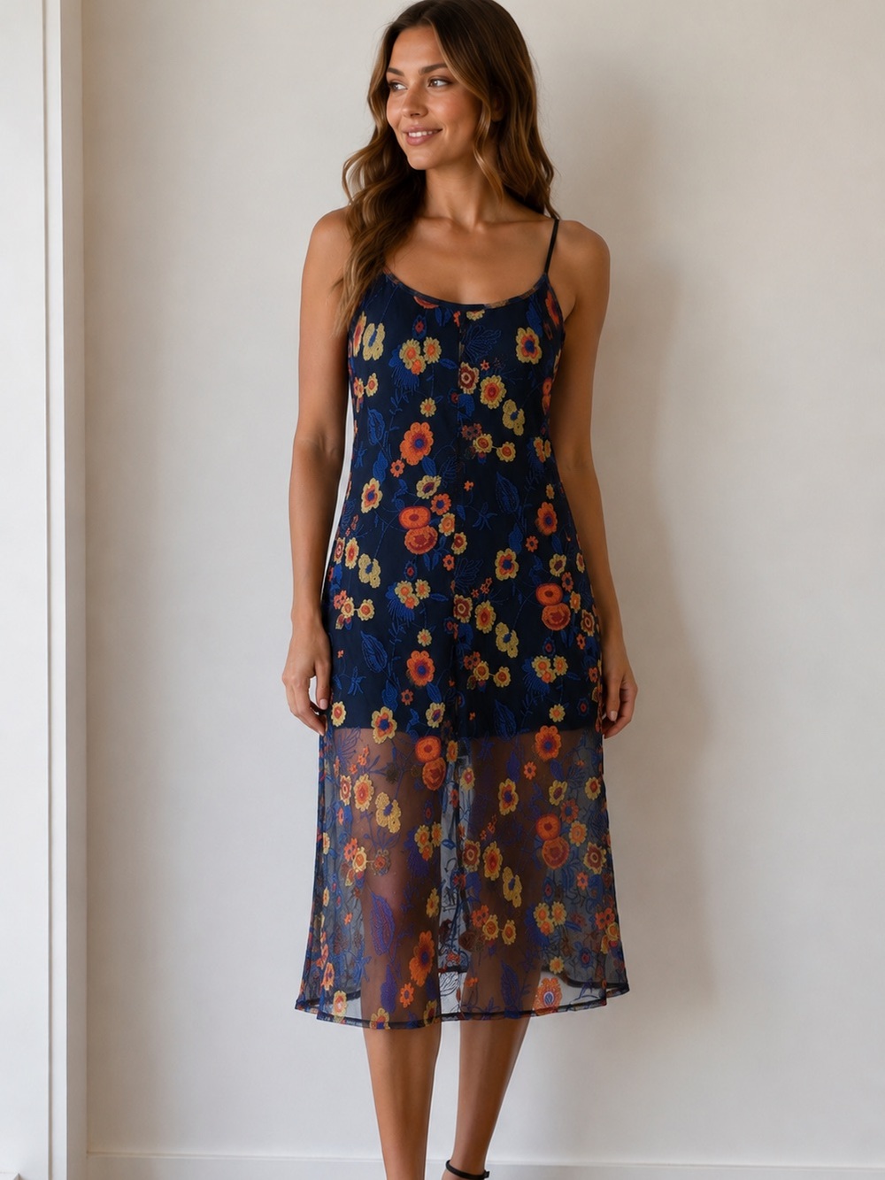 BCBGeneration Embroidered Mesh Midi Dress – Size‎ 8